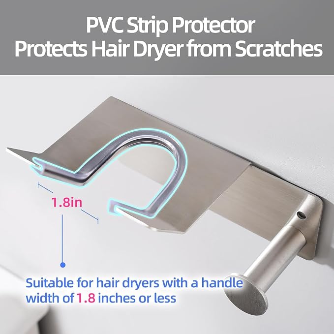 Hair Dryer Holder, Hair Dryer Holder Wall Mounted, Self Adhesive Blow Dryer - Image 3