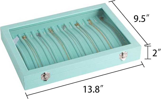 Frebeauty 15 Hooks Necklace Tray Velvet Neckalce Organizer - Image 2