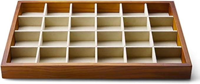 Oirlv 24 Grid Wood Jewelry Tray Microfiber Interior Jewelry Drawer Organizer by Oirlv