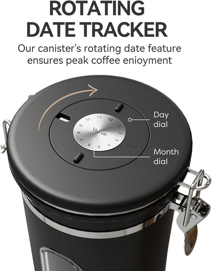 Veken Coffee Canister with Window, Airtight Stainless Steel Pantry Container - Image 5