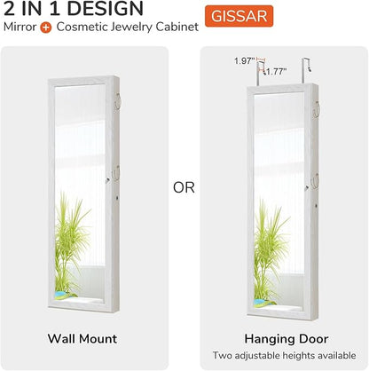 GISSAR Jewelry Mirror Armoire Wall Mount Over The Door Cabinet Storage - Image 7