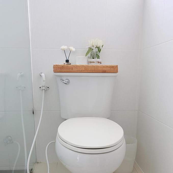 Rattan Bathroom Vanity Tray, Toilet Tank Basket Tray - Image 6