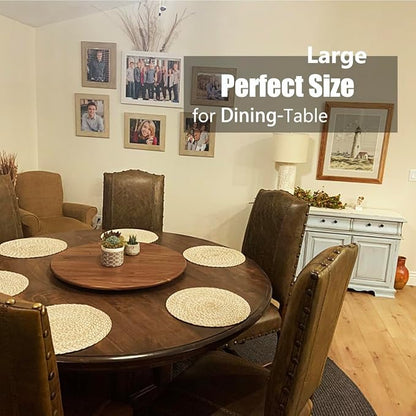 27 Inches Black Walnut Wood Lazy Susan Organizer, Solid Wooden Round Turntable - Image 7