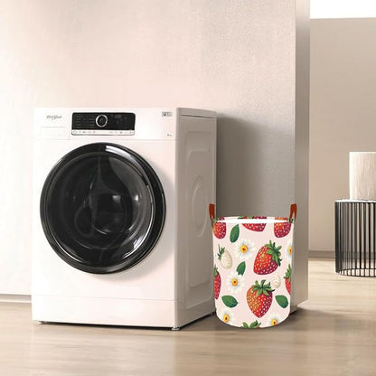 Laundry Baskets 15.7x19.7 Inch Large Strawberry Daisy Design Collapsible - Image 7