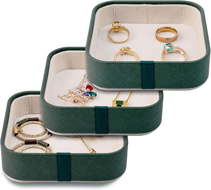 SANQIANWAN Set of 3 Small Stackable Jewelry Organizer Trays Mini Jewelry Drawer by SANQIANWAN