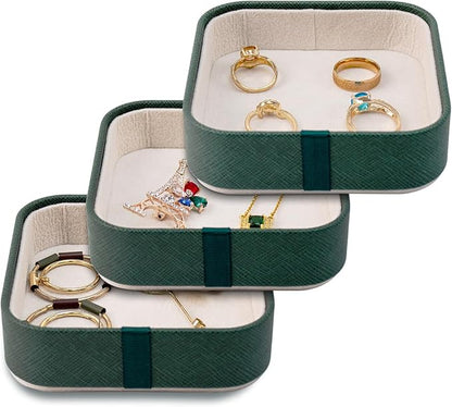 SANQIANWAN Set of 3 Small Stackable Jewelry Organizer Trays Mini Jewelry Drawer by SANQIANWAN
