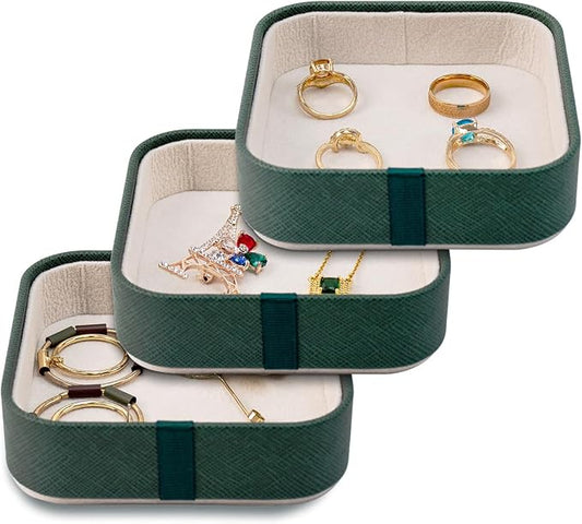 SANQIANWAN Set of 3 Small Stackable Jewelry Organizer Trays Mini Jewelry Drawer by SANQIANWAN