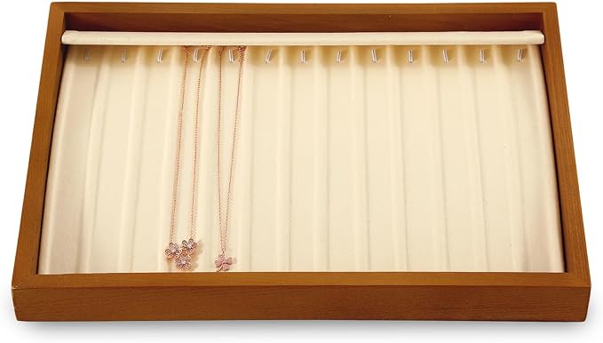 Necklace Organizer, Wood Jewelry Tray, Premium Stackable Jewelry Organizer Trays by Yinbeini