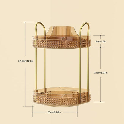 360° Rotating Makeup Organizer 2 Tier, Large Skincare Clear Make Up Storage - Image 5