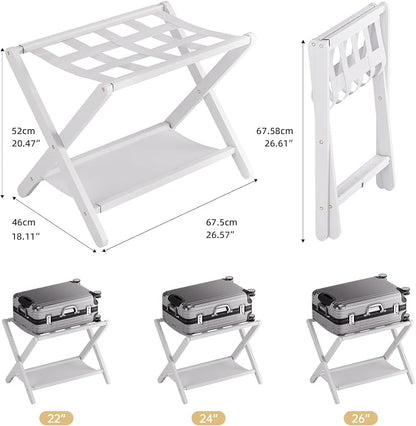 HITNET White Luggage Rack, Folding Suitcase Stand - Image 4