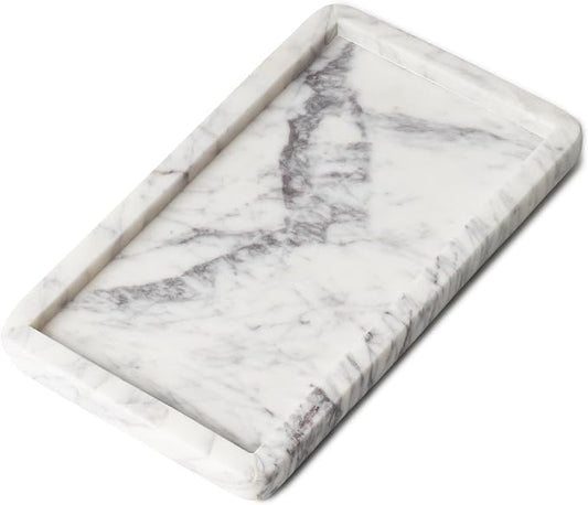 Cork & Mill Marble Tray for Bathroom Countertop, Kitchen Counter, or Catchall by CorkMill