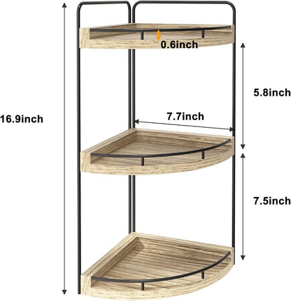 Fixwal Corner Bathroom Counter Organizer, 3 Tier Rustic Bathroom Organizer - Image 3