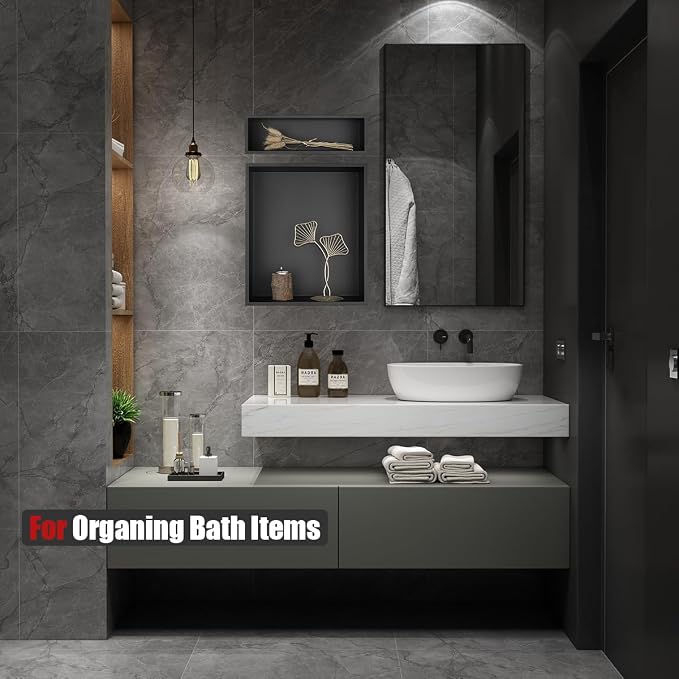 JQK Shower Niche No Tile Need, 304 Stainless Steel Recessed Shower Caddy - Image 4