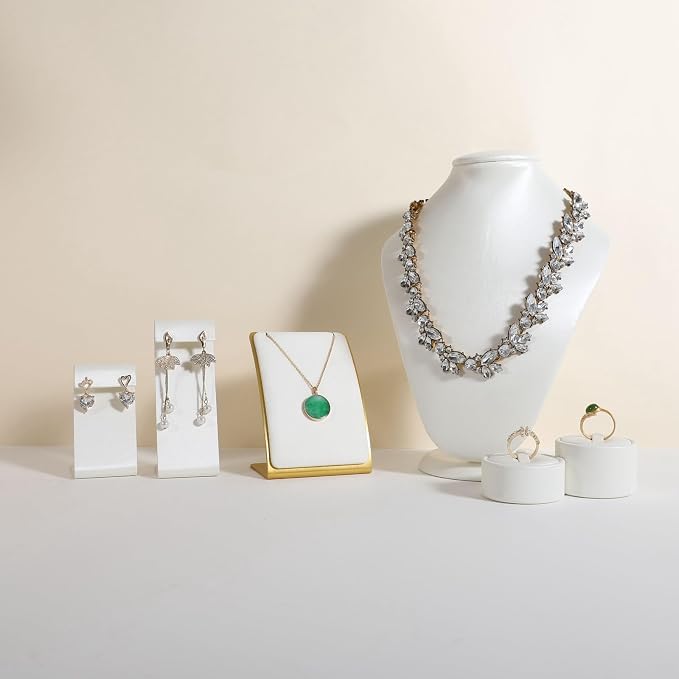 GemeShou White Necklace display stand, Velvet Jewelry necklace display holder - Image 6
