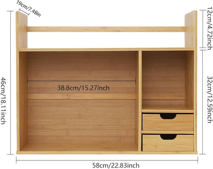 Bamboo Desktop Bookshelf 2-Tier Short Bookshelf - Image 2