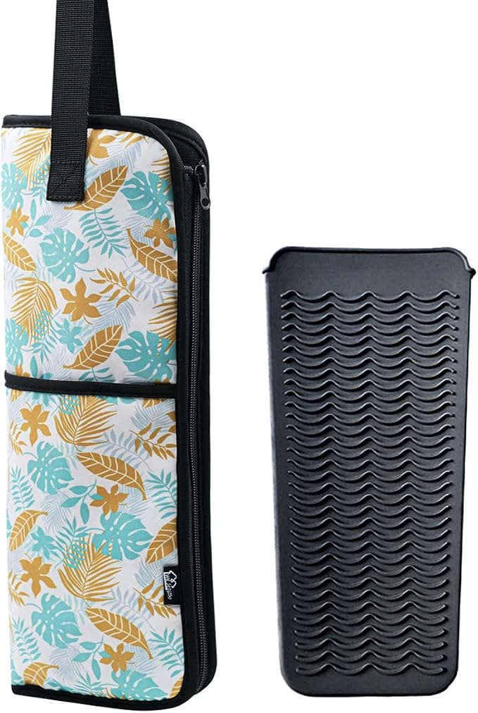 2 Pieces Hair Flat Iron Case Holder Canvas Bag Heat Resistant Curling Iron by WKIEASON