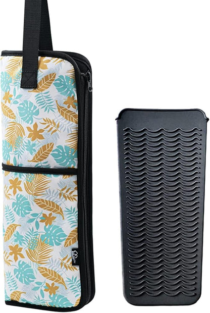 2 Pieces Hair Flat Iron Case Holder Canvas Bag Heat Resistant Curling Iron by WKIEASON