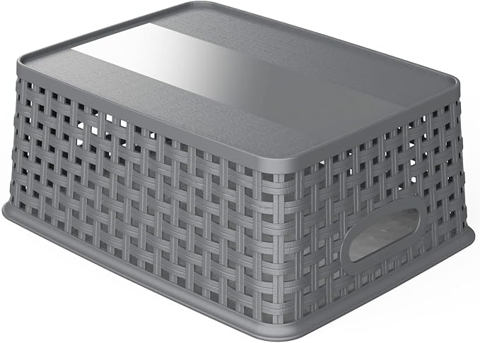 WYT 12-Pack Plastic Small Shelf Storage Weave Baskets - Image 3