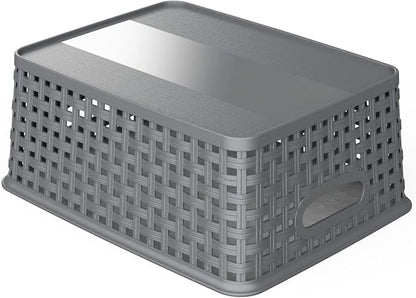 WYT 12-Pack Plastic Small Shelf Storage Weave Baskets - Image 3