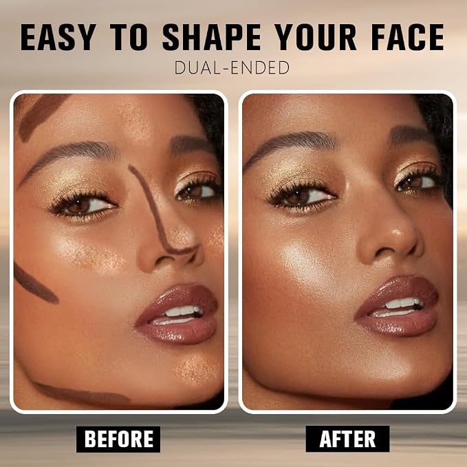 evpct Black Cocoa & Bronzer Shimmer Cream Contour Stick Face Body Makeup Dual - Image 4