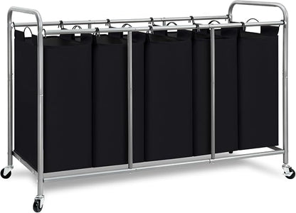 STORAGE MANIAC 5 Section Laundry Sorter, 5 Bins Rolling Separator Laundry Basket by STORAGEMANIAC