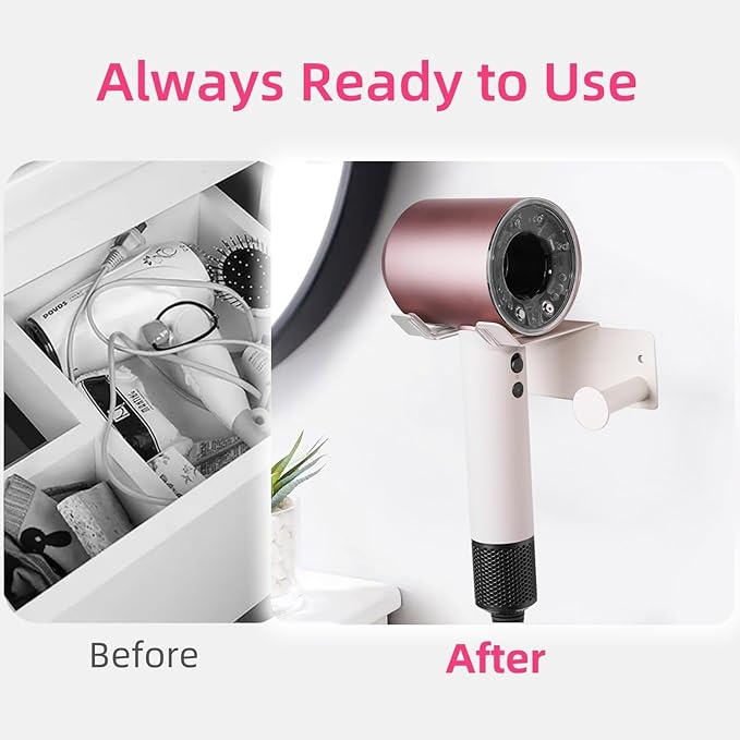 Hair Dryer Holder, HairDryer Holder Wall Mounted, Self Adhesive Blow Dryer - Image 5