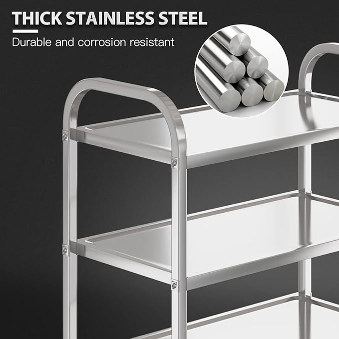 3 Shelf Stainless Steel cart, 400 lbs, 1MM Thick，Serving cart - Image 6