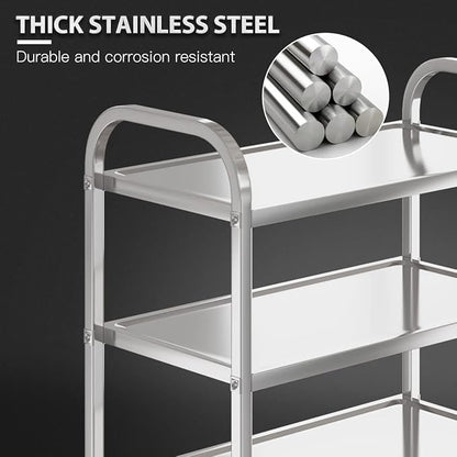3 Shelf Stainless Steel cart, 400 lbs, 1MM Thick，Serving cart - Image 6