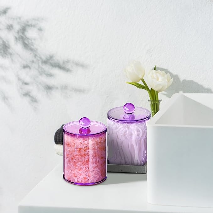 2 Pack Qtip Holder, Canister Apothecary Jar Set, Bathroom Jars - Image 6
