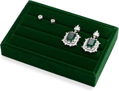 Oirlv 3 Slots Velvet Small Ring Organizer Earrings Trays Showcase Display - Image 6