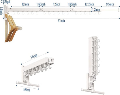 Drying Rack, Wall Mounted Clothes Rack, 220lbs Capacity - Image 7
