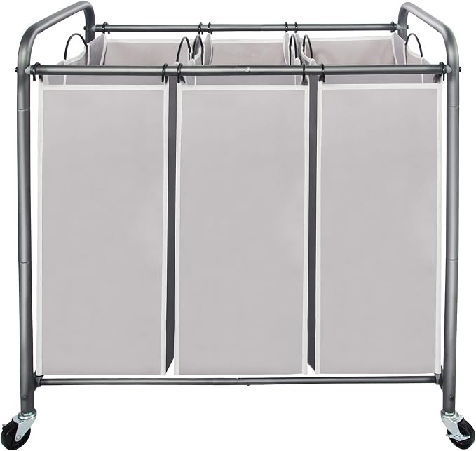 STO STO Laundry Sorter 3 Section, 3 Bag Laundry Hamper, Rolling Laundry Cart by STOSTO