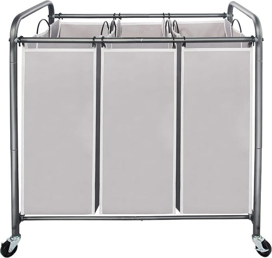 STO STO Laundry Sorter 3 Section, 3 Bag Laundry Hamper, Rolling Laundry Cart by STOSTO