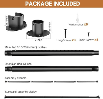 Closet Rods for Hanging Clothes, 16.5-90 Inch Adjustable Closet Hanging Rod - Image 5