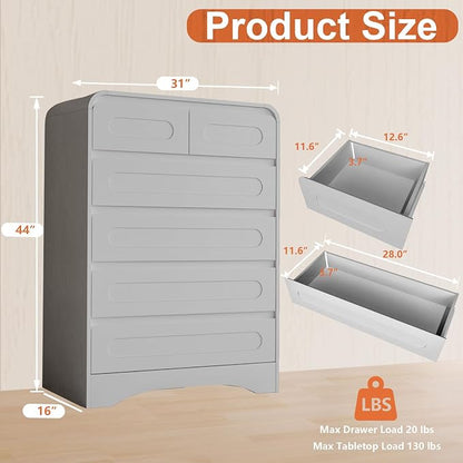 Dresser for Bedroom with 6 Drawers, Wood Closet Clothes Storage Dressers - Image 2