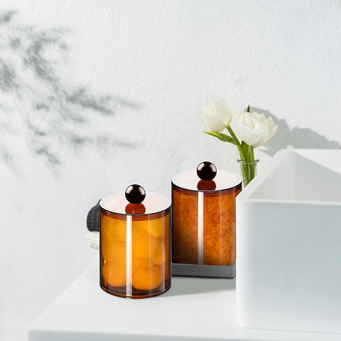 4 Pack Qtip Holder, Canister Apothecary Jar Set, Bathroom Jars - Image 6