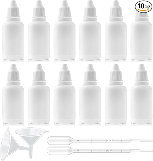 12PCS 20ML White Plastic Empty Squeezable Dropper Bottles Portable Eye Liquid by Unknown
