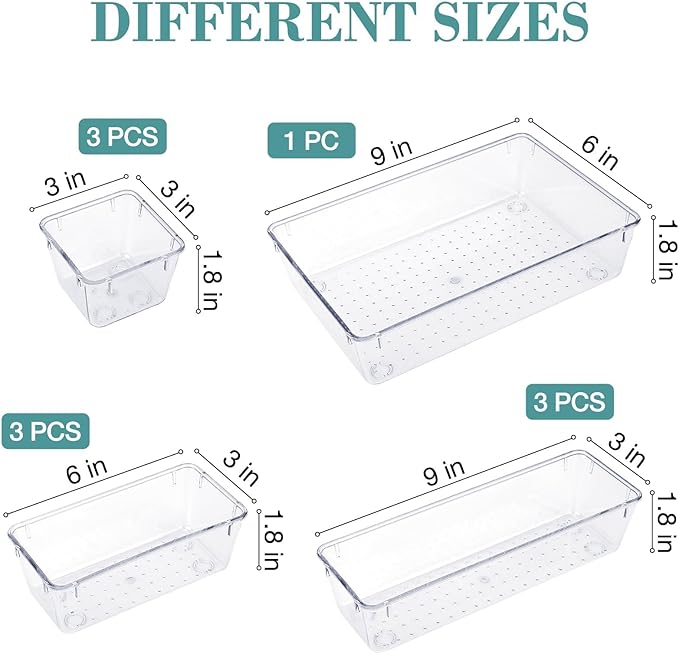 10 PCS Drawer Organizer Set, 4 Varied Size Bathroom and kitchen Drawer cabinet - Image 2