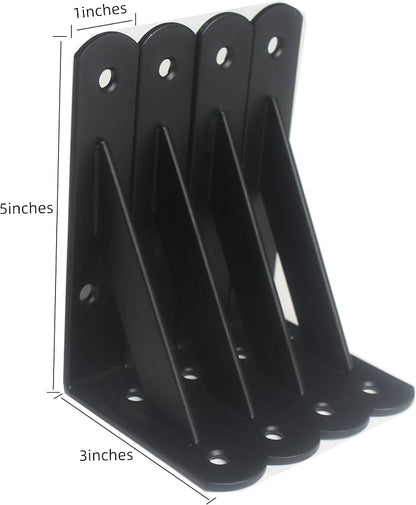6 Pack L5 x H 3" Black Heavy Duty Shelf Brackets - Image 2