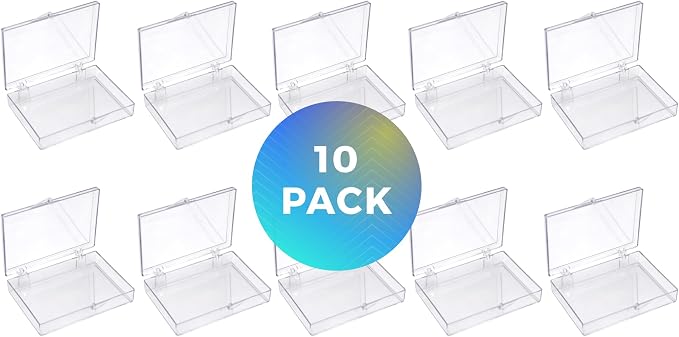 10-Pack Clear Hinged Plastic Containers, Keepsake Storage Boxes, 3 1/2" L x 2 - Image 2
