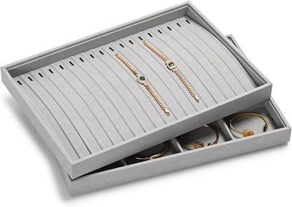 18Slots Necklace Braclet Tray Velvet Jewelry Trays Microfiber Jewelry Drawer - Image 9