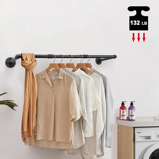 Livabber Industrial Pipe Clothes Rack, Heavy Duty Detachable Iron Garment Rack - Image 6