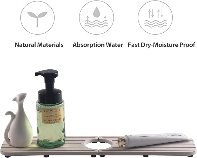 17inch x 4inch Kitchen Sink Faucet Mat, Water Absorbing Stone Faucet Splash - Image 4