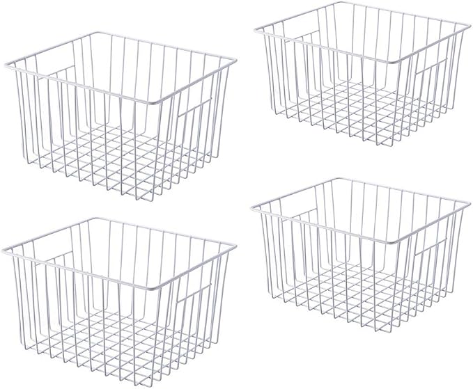 Deep Refrigerator Organizer Baskets, Metal Wire Baskets by lonpute