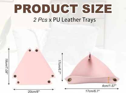 uxcell 2 Pcs Valet Tray for Women and Men, PU Leather Jewelry Tray Entryway - Image 2