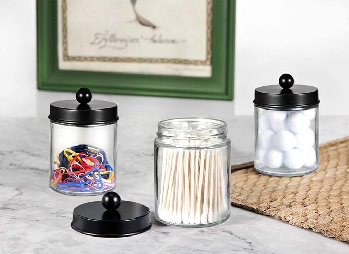 Amolliar 6Pc Apothecary Jars Bathroom Vanity Organizer- Rustic Farmhouse Decor - Image 7