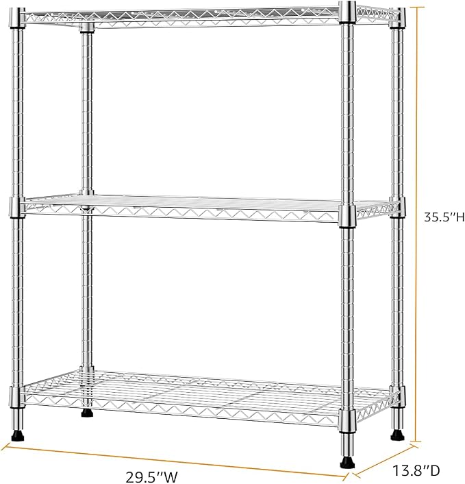 750 lbs 3 Tier Storage Rack Metal Wire Shelving Unit, Storage Standing Shelf - Image 3