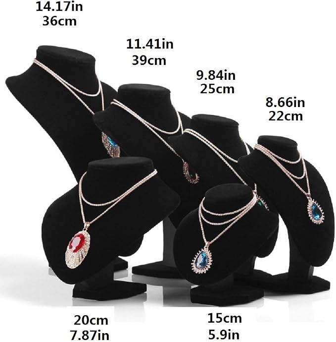 Wudygirl Black Velvet 3-Dimensional Necklace Bust Display Holder Jewelry Neck - Image 6