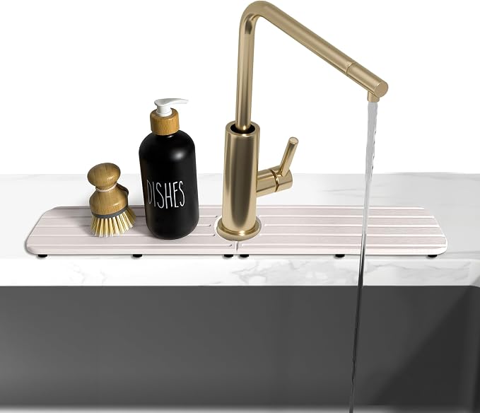 20inch x 4inch Kitchen Sink Faucet Mat, Water Absorbing Stone Faucet Splash - Image 5