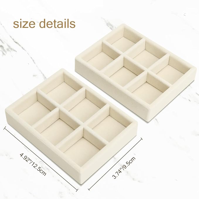 DesignSter Small Jewelry Tray-Ring Organizer 2PCS Premium Velvet Rings Earrings - Image 3